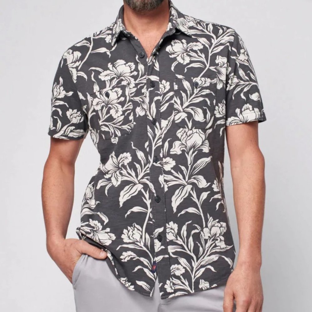 NWT‎ Faherty Knit Seasons SS Shirt Hawaiian Button Down